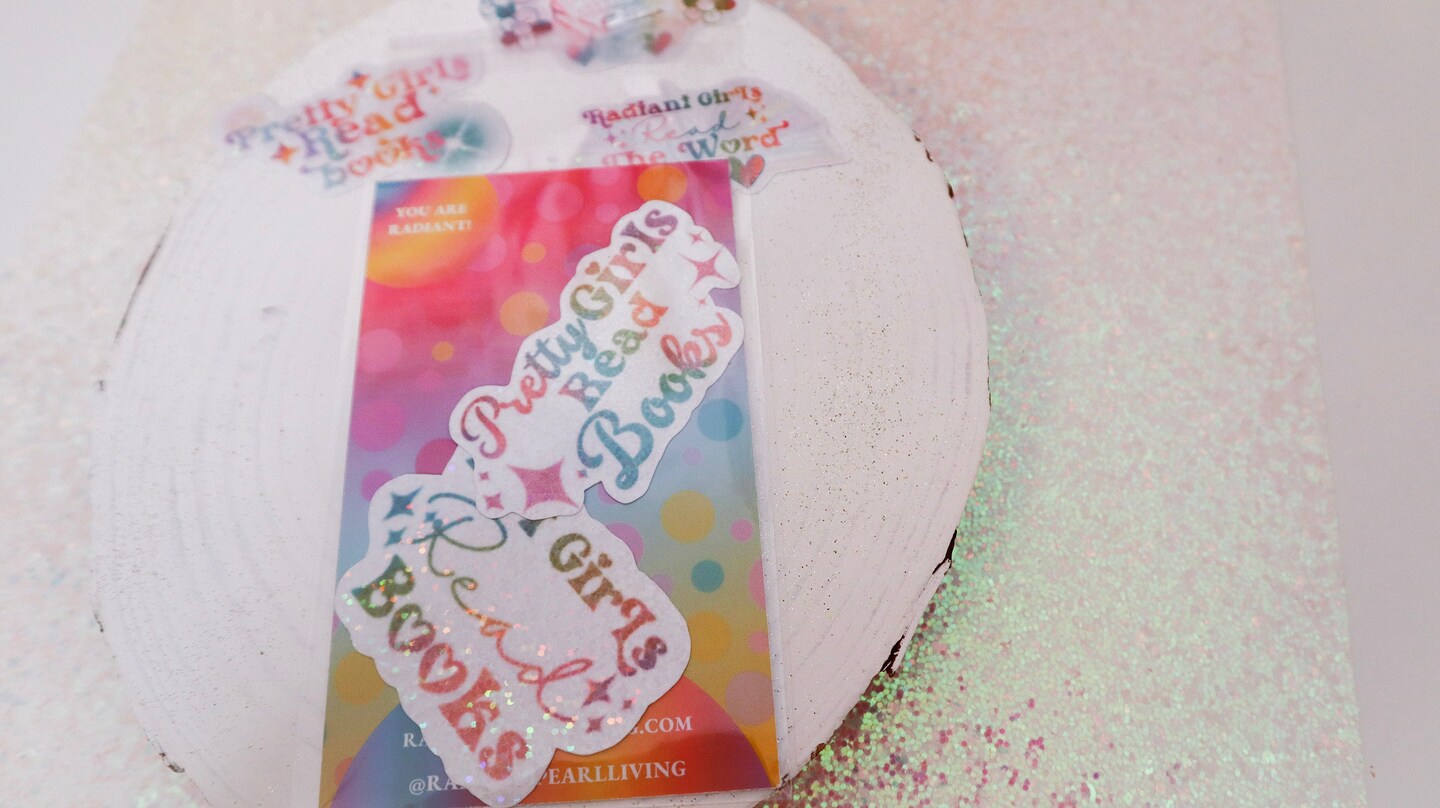 Pretty Girls Read Books Sticker - Bookish Accessory, Handmade Girly Bookmark, Book Lovers' Club Gift product 5