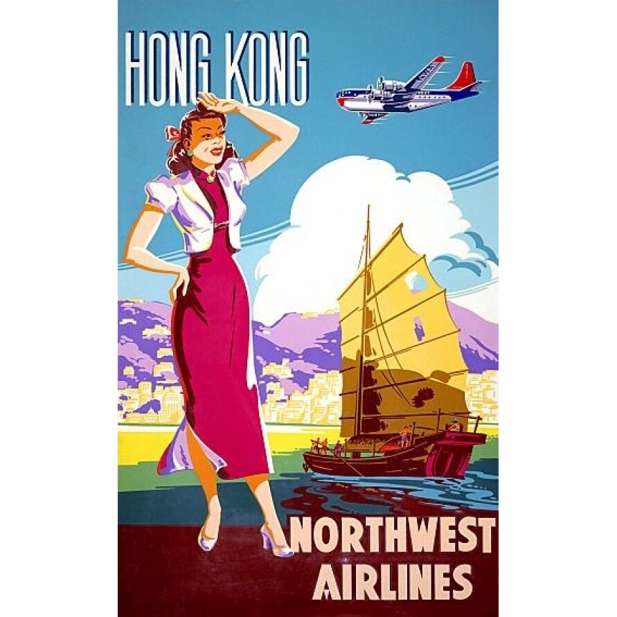 Hong Kong Northwest Airline Oriental Travel Poster Print (8 X 10)