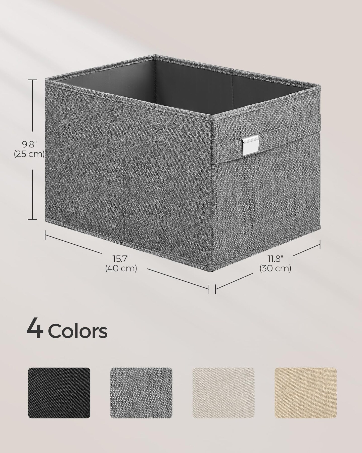 2 Pieces Storage Baskets,  Extra Large Storage Bins for Organizing, 15.7 x 11.8 x 9.8 Inches, Fabric Storage Cubes for Shelves, Easy to Clean, Foldable, 2 Handles, Dove Gray UROB240G02