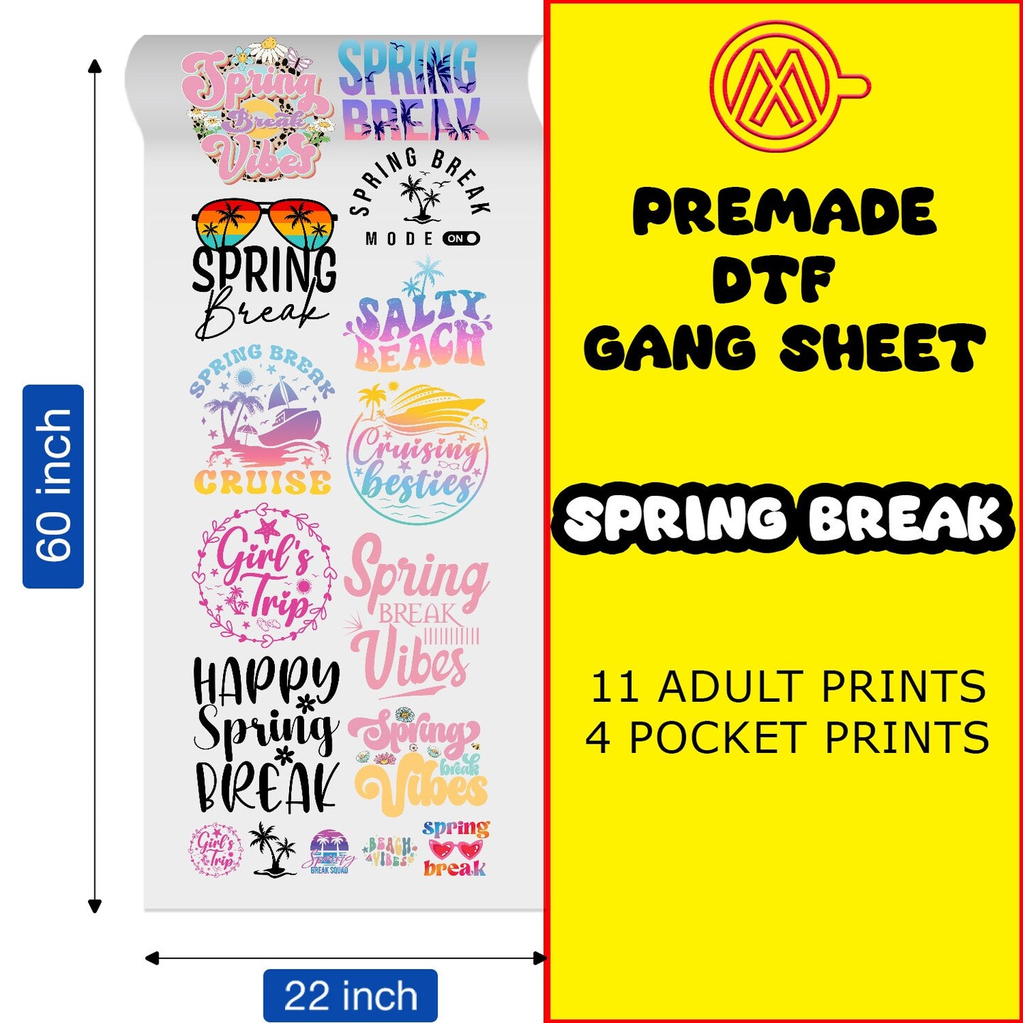 Spring Break Vibes Direct-to-Film Transfer Gang Sheets - 22x60