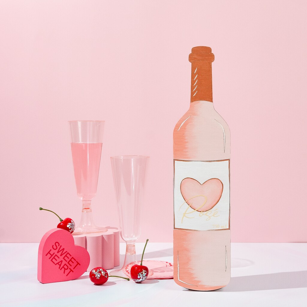 Valentine Wine Bottle Wood Cutout, From 6”-23”, Valentine Craft | Woodpeckers