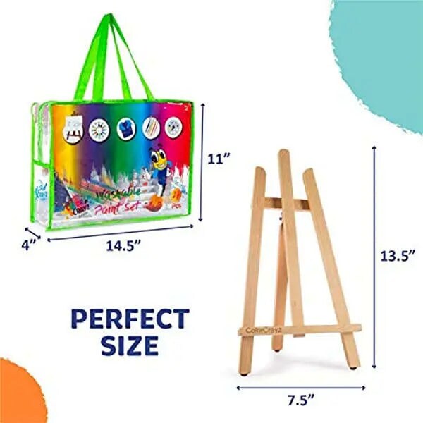 Paint Set for Kids - 27 Piece Art Gift Sets Non-Toxic,Washable Paint, Canvases, paint Brushes, Easel, Smock