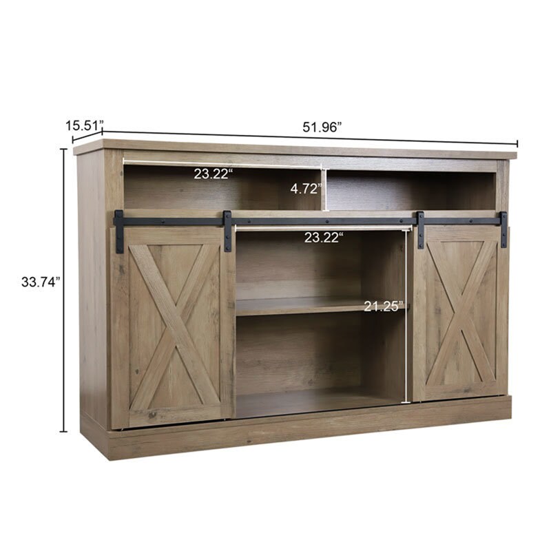 Rustic TV Stand with Sliding Barn Doors | Farmhouse Charm &#x26; Modern Functionality