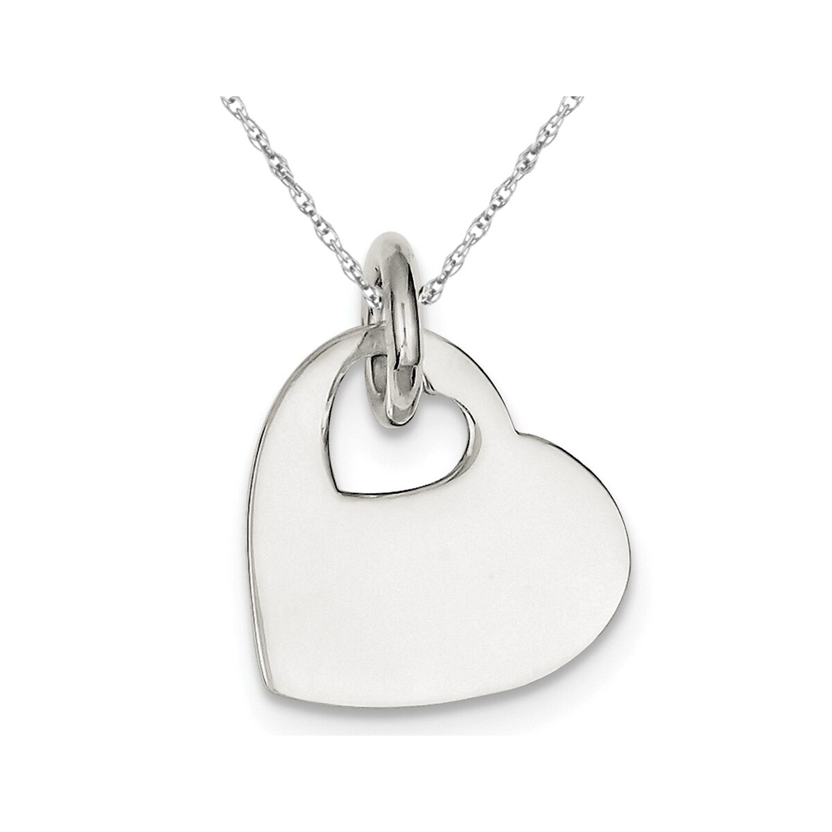 Gem And Harmony Heart with Cut Out Charm Pendant Necklace in Sterling  Silver with Chain