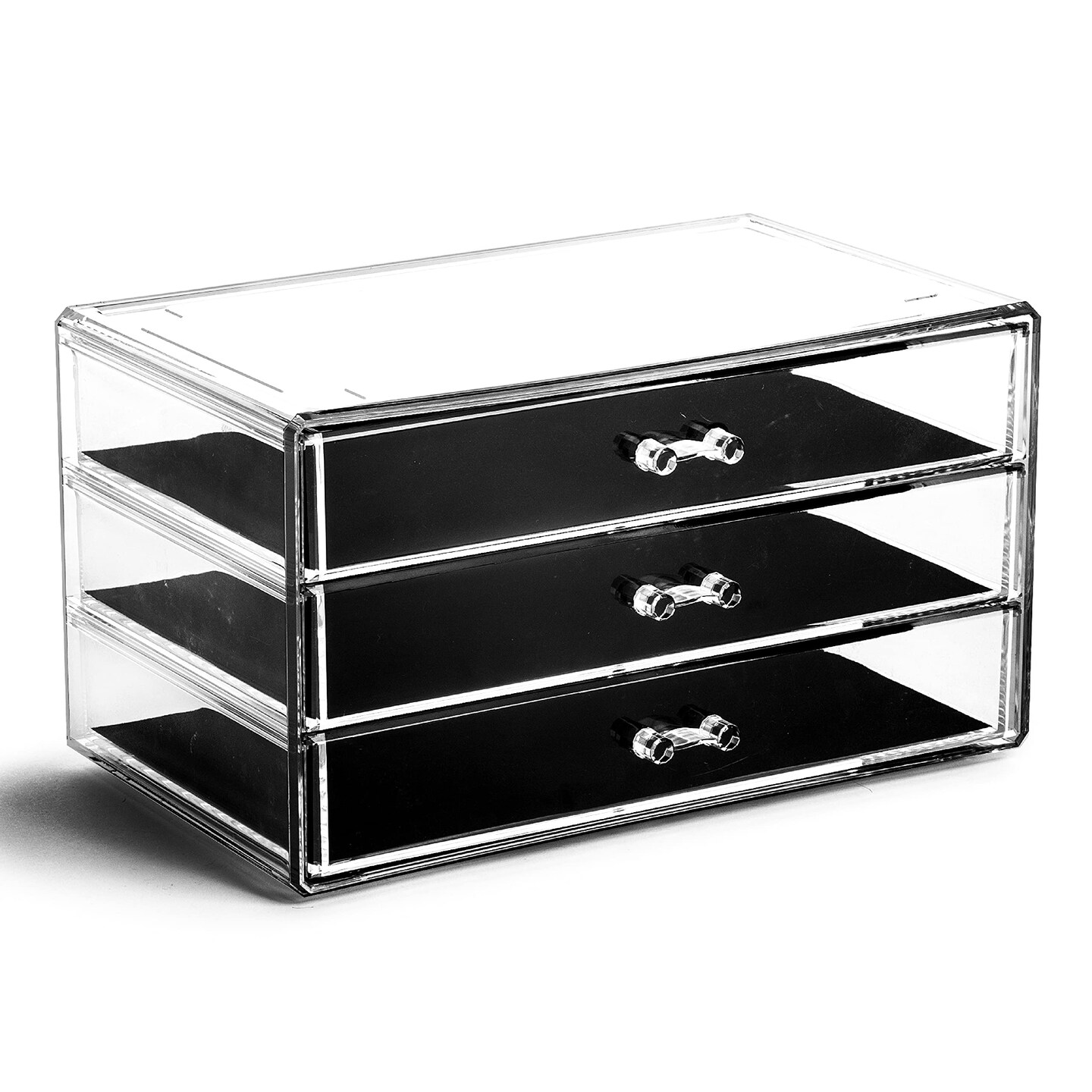 3-Drawer Makeup Organizer, Park Avenue | THE MANHATTAN SERIES | Modular Design Storage Drawers | Vanity Acrylic Organizers | Stackable Storage Bins | Clear Makeup Organizers And Storage