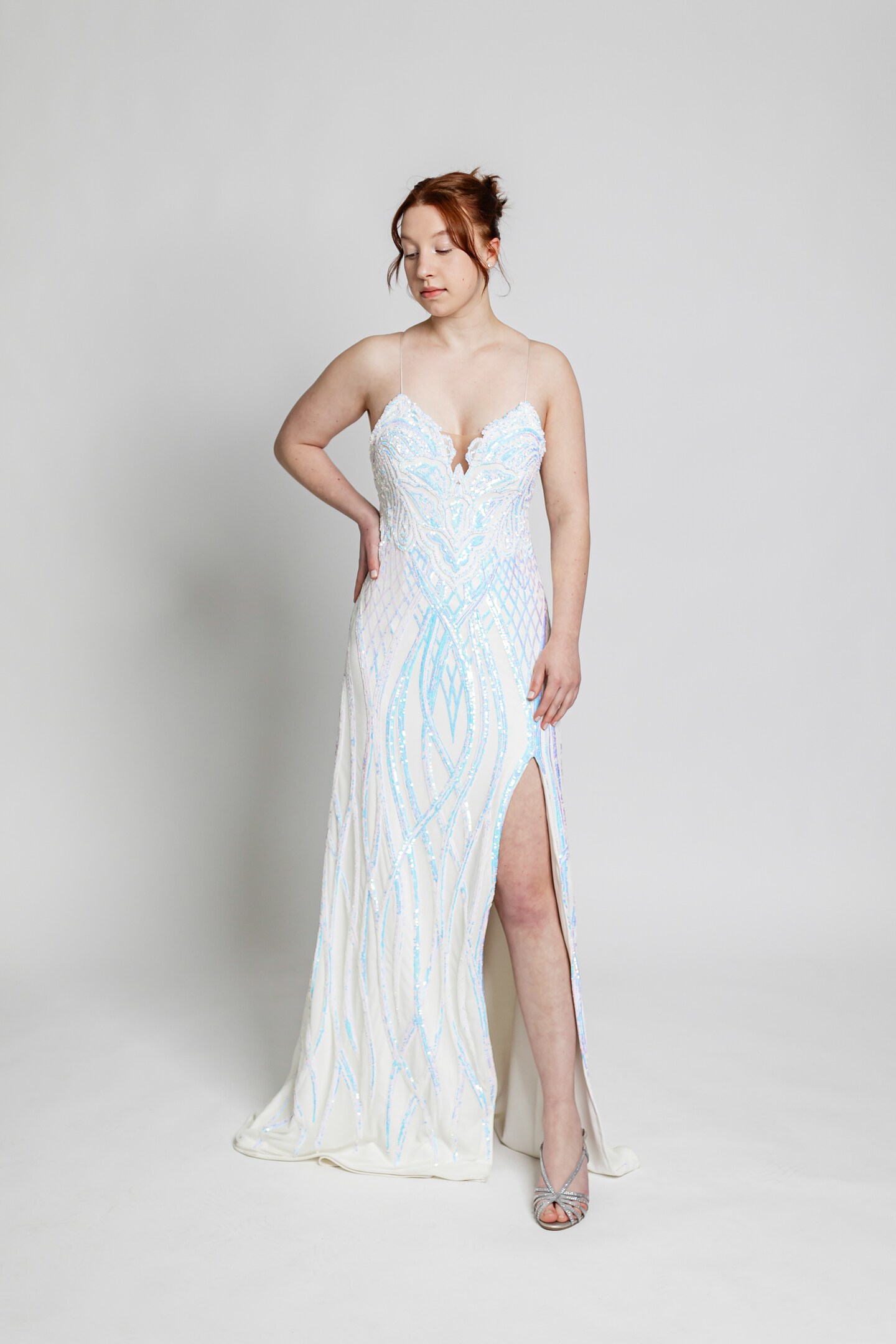 product name is White Sequins Opal Dress