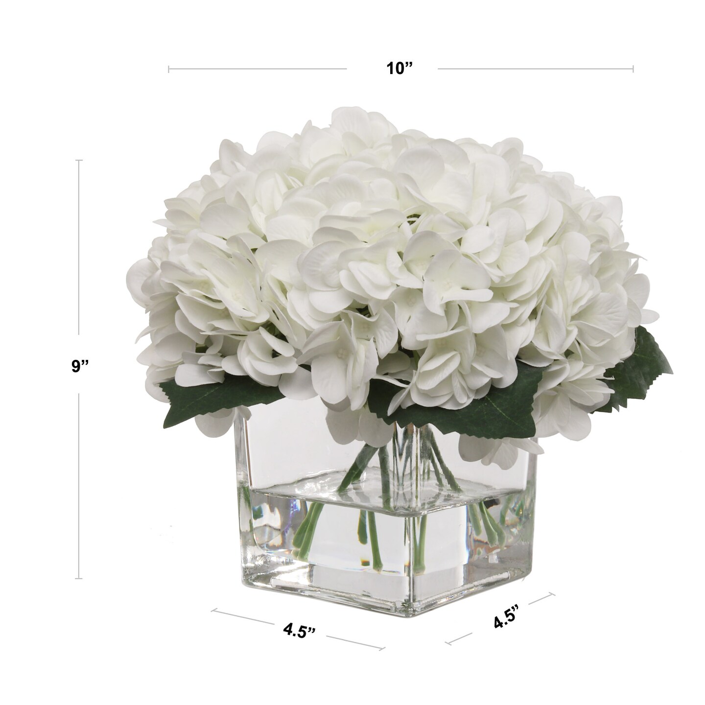 White Hydrangea Flowers in Glass Vase with Realistic Water Look - Lifelike Artificial Floral Arrangement for Home, Office & Event Decor - Floral Home by Artificial Flowers