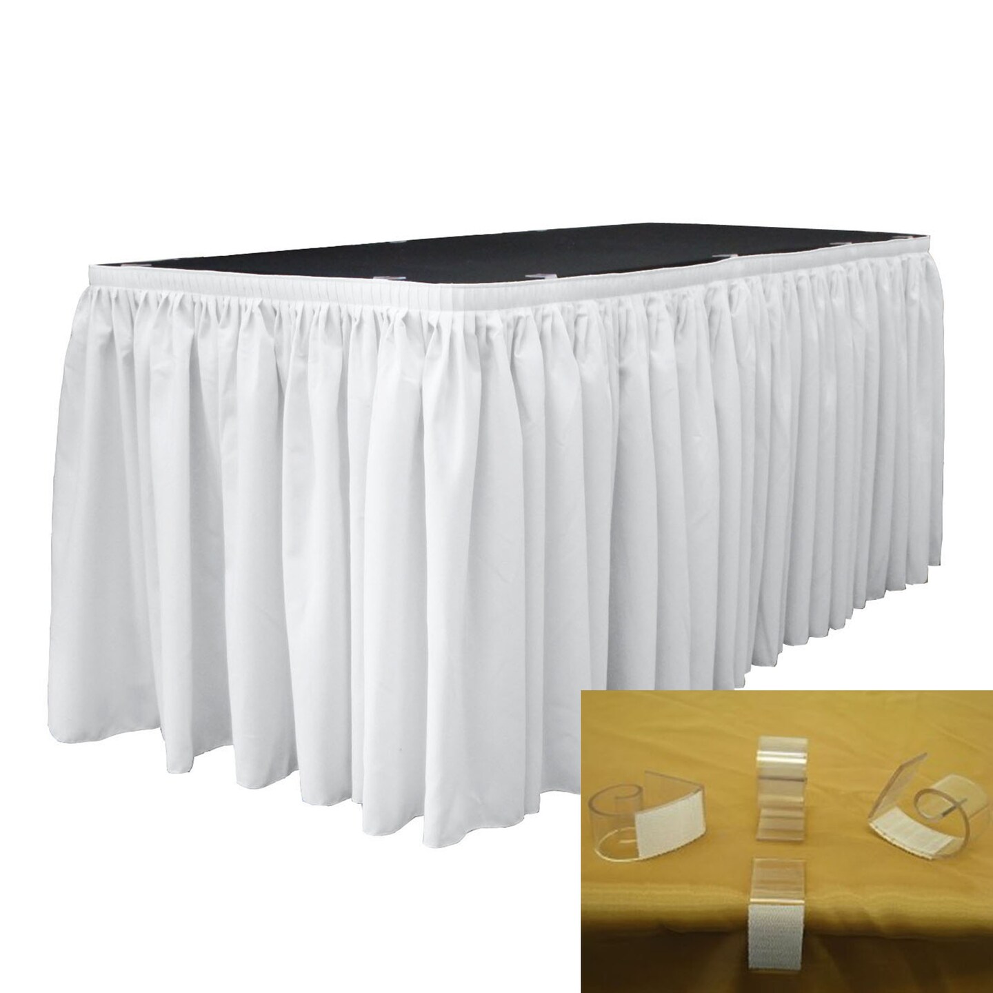 Polyester Poplin Table Skirt 14 -foot By 29-inch Long With 10 L-clips