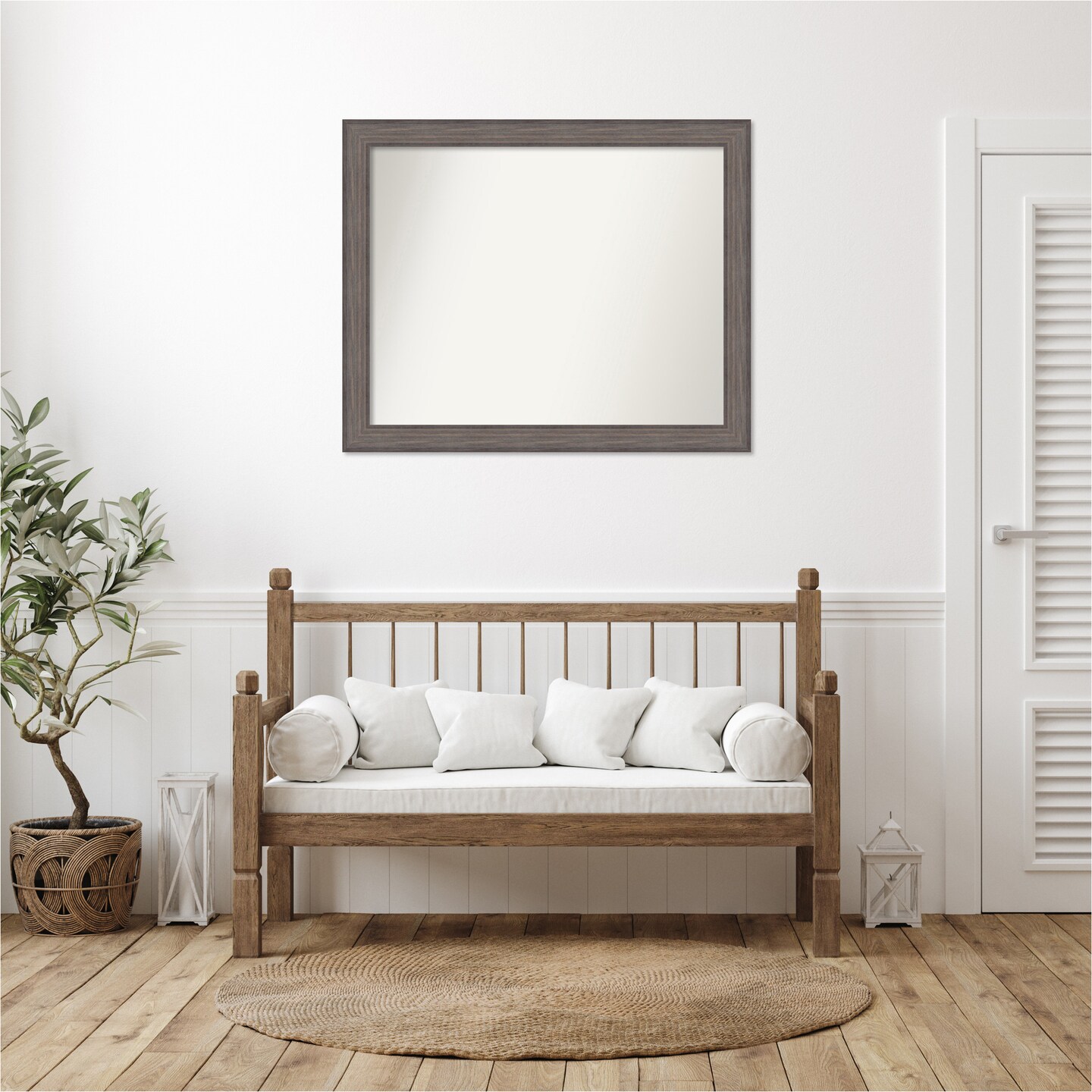 Country Barnwood Non-Beveled Custom Framed Bathroom Vanity Wall Mirror