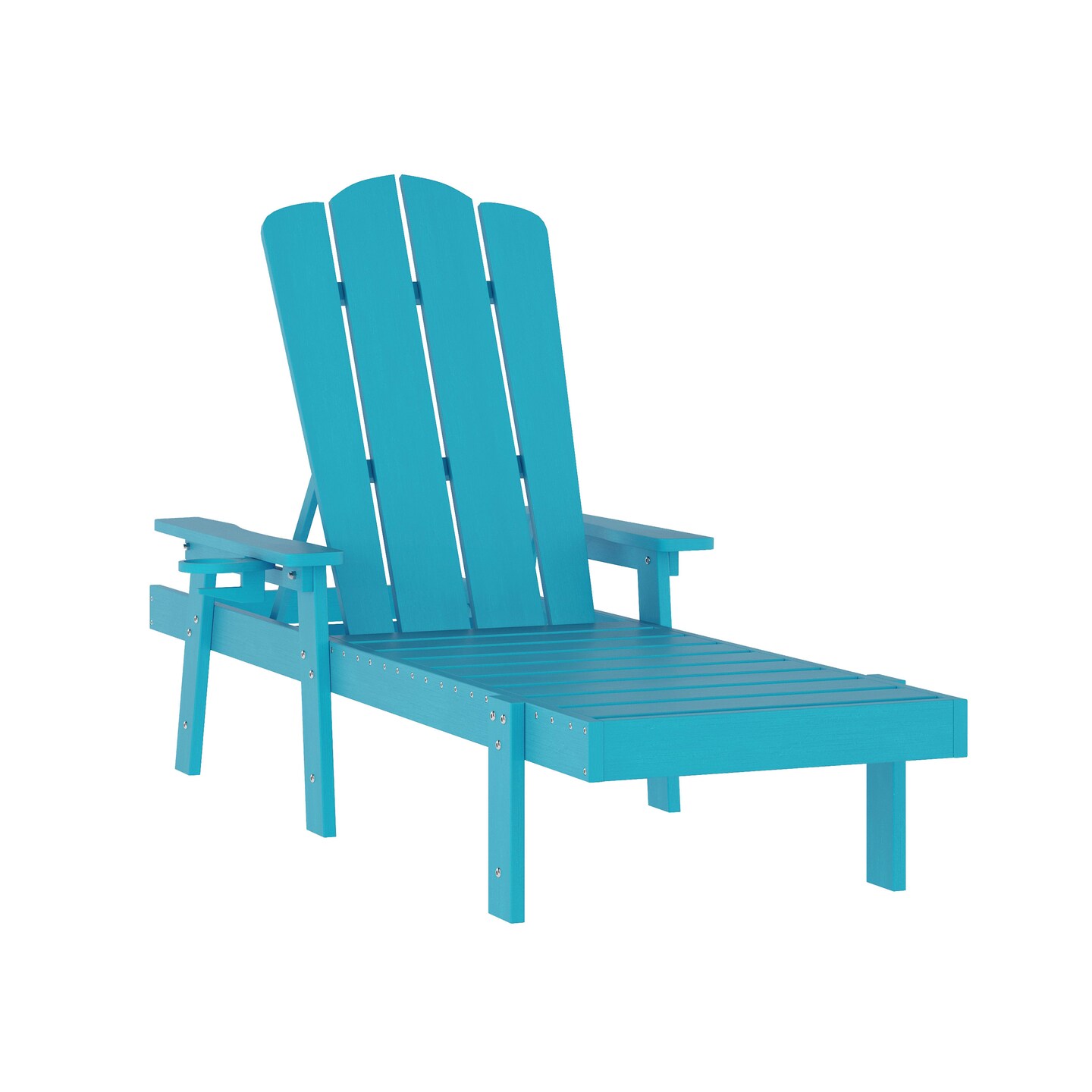 Merrick Lane Solvang Indoor/Outdoor Adjustable Adirondack Lounger with Fold Out Cupholder- Recycled All-Weather Indoor/Outdoor HDPE Lounge Chair