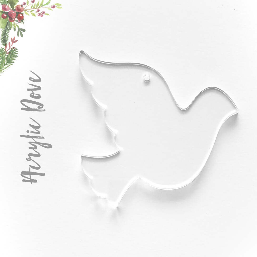 25 Units Acrylic Christmas Ornaments Blank DOVE 1,8