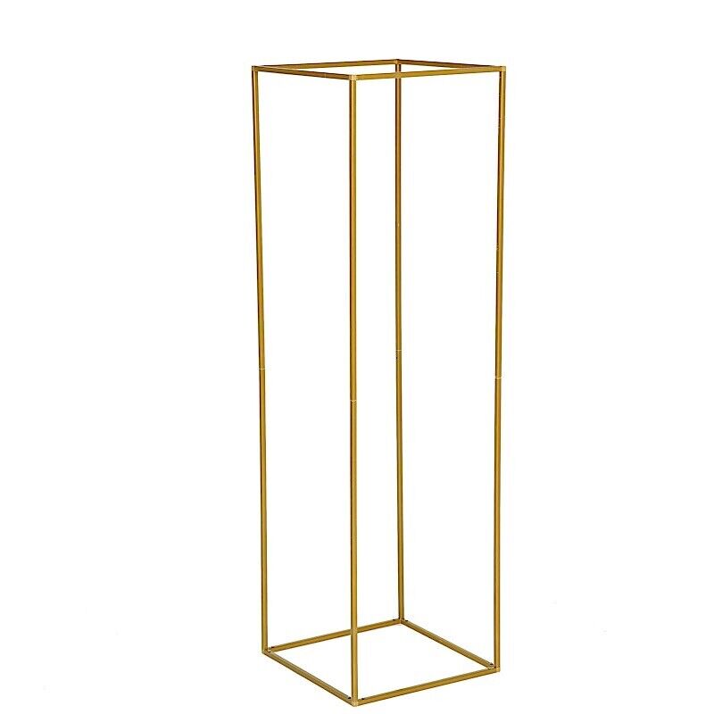 2 pcs 48-Inch tall Gold Matte Metal Geometric Stands Flower Vase Holders