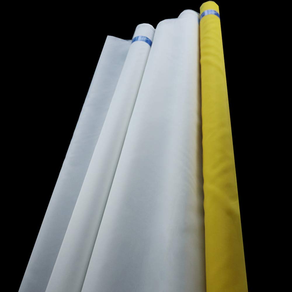 Silk Screen Printing Mesh, 100Mesh/40T White Yellow for Screen Printing Machine Equipment Accessories, Filter Painting, Polyester Fabric