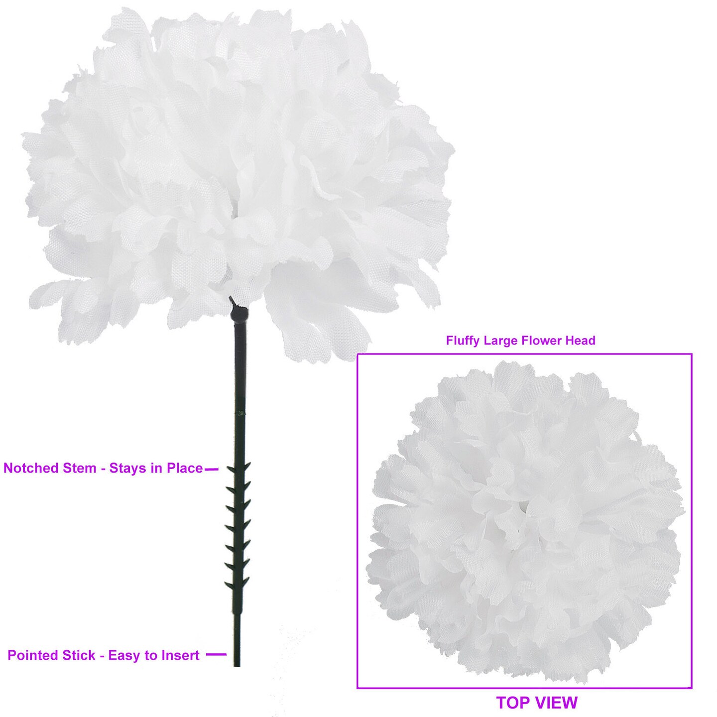 100-Pack: White Rose Picks, 8&#x22; Stems, 3&#x22; Wide by Floral Home&#xAE;