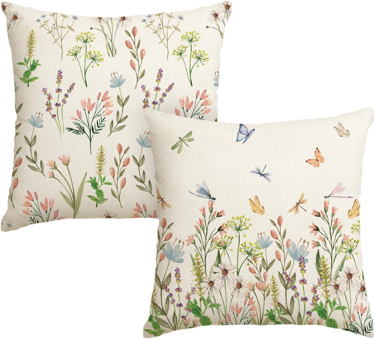 18x18 Spring Wildflowers Throw Pillow Covers Set of 2