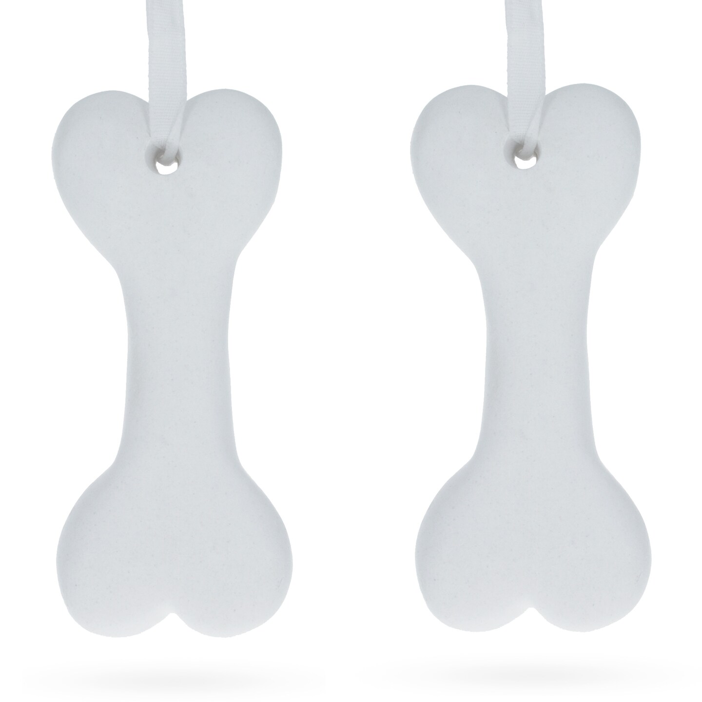 Set of 2 Blank Unfinished White Plaster Bone Christmas Ornaments DIY Craft 3.65 Inches