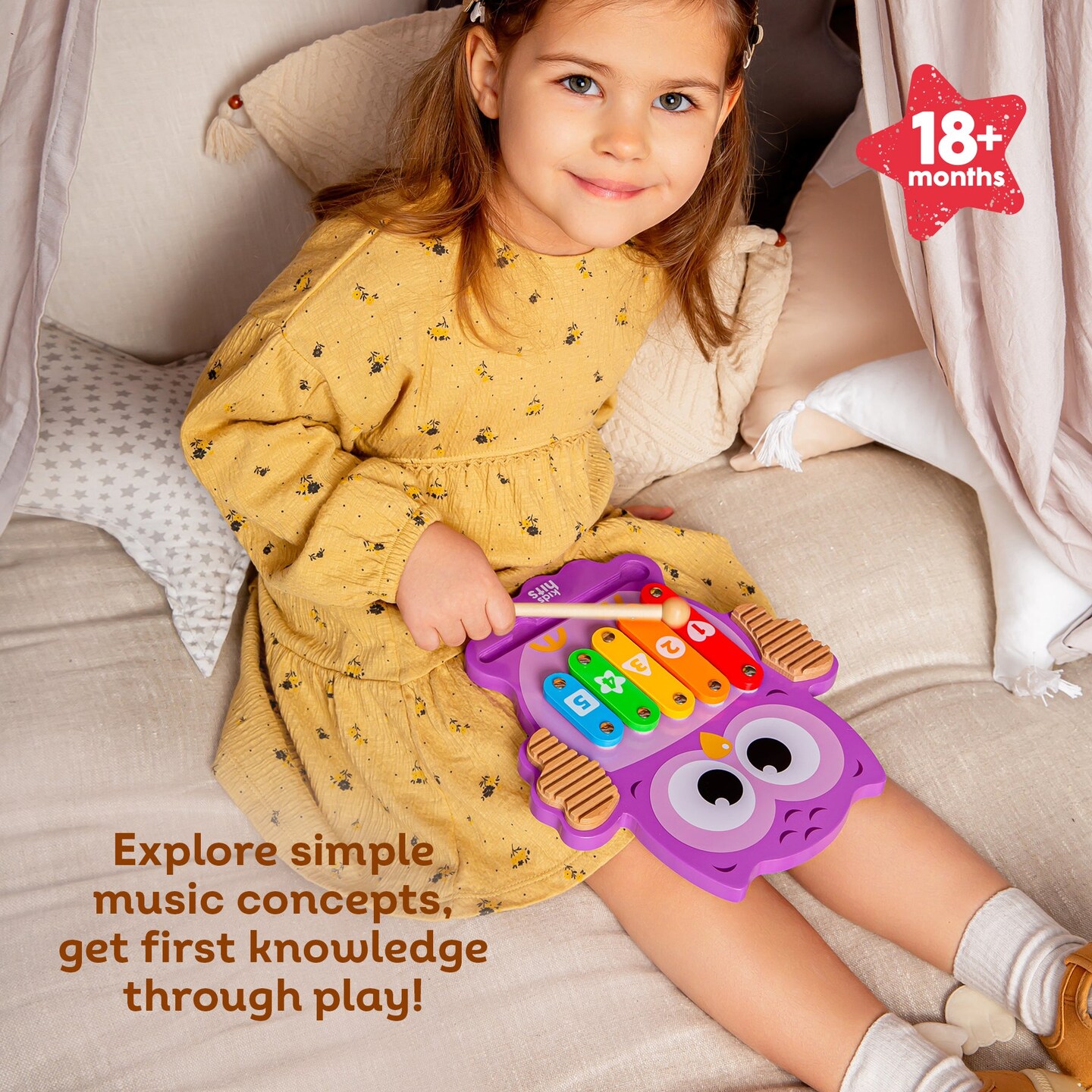 Kids Hits: Harmonize Playtime with the Wooden Owl Xylophone Adventure!
