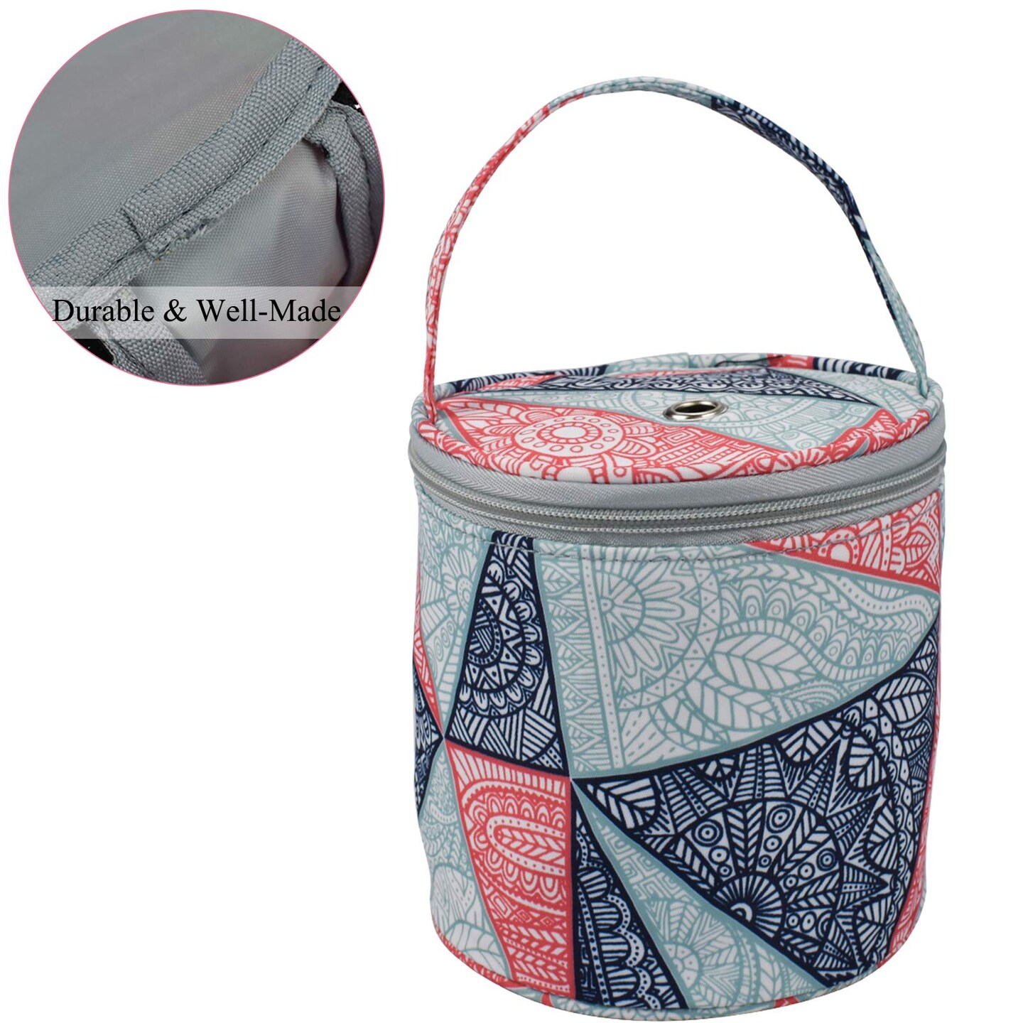 Small Yarn Storage Bag, Mini Knitting Bag Yarns Drum Case for Carry Yarn Ball, Crochet Kits, Knitting Supplies and Sewing Accessories, for Beginner, Crocheter and Crafter, Blue