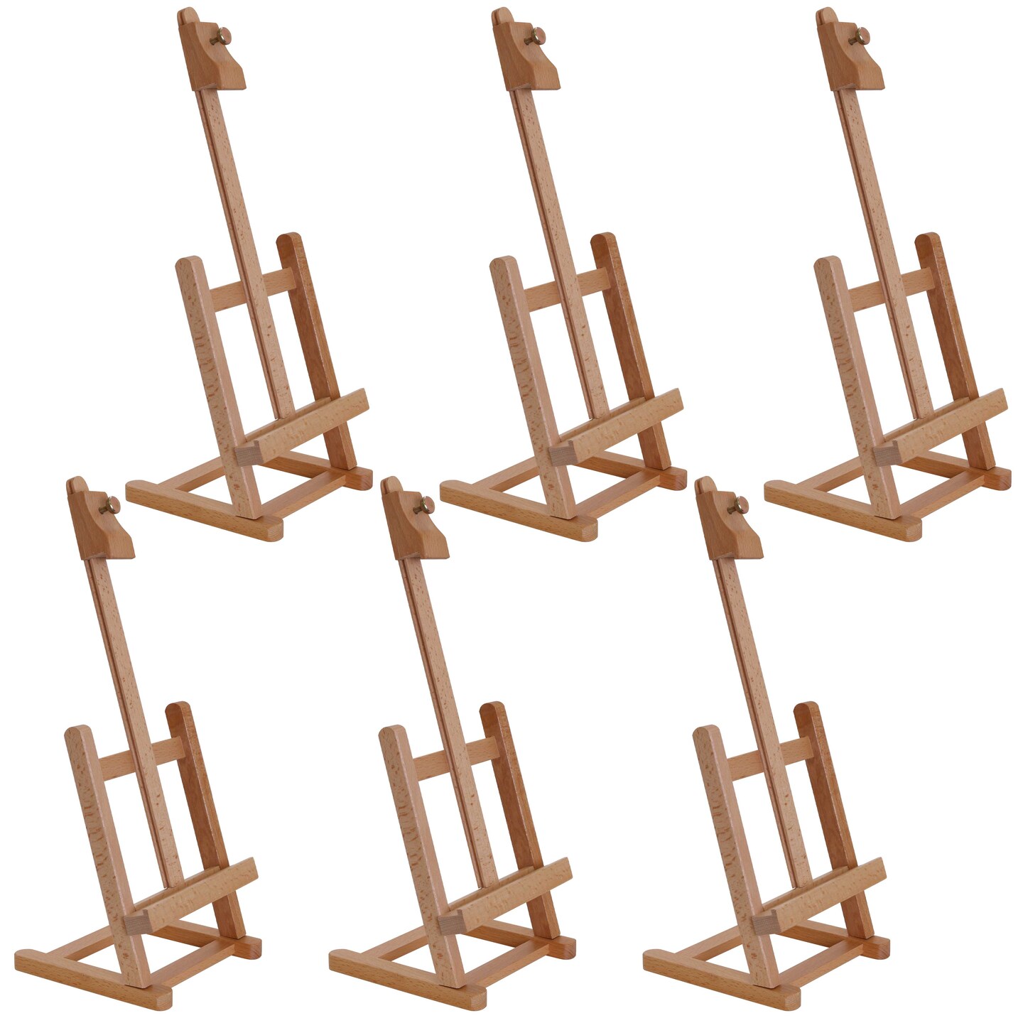 U.S. Art Supply 16&#x22; Mini Tabletop Wooden H-Frame Studio Easel (Pack of 6) - Adjustable Beechwood Painting and Display Easel, Holds Up To 12&#x22; Canvas