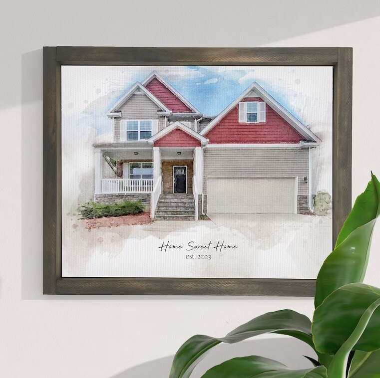 Commissioned House Portrait, Watercolor House store Portrait, Wall Decor, Wall Hanging