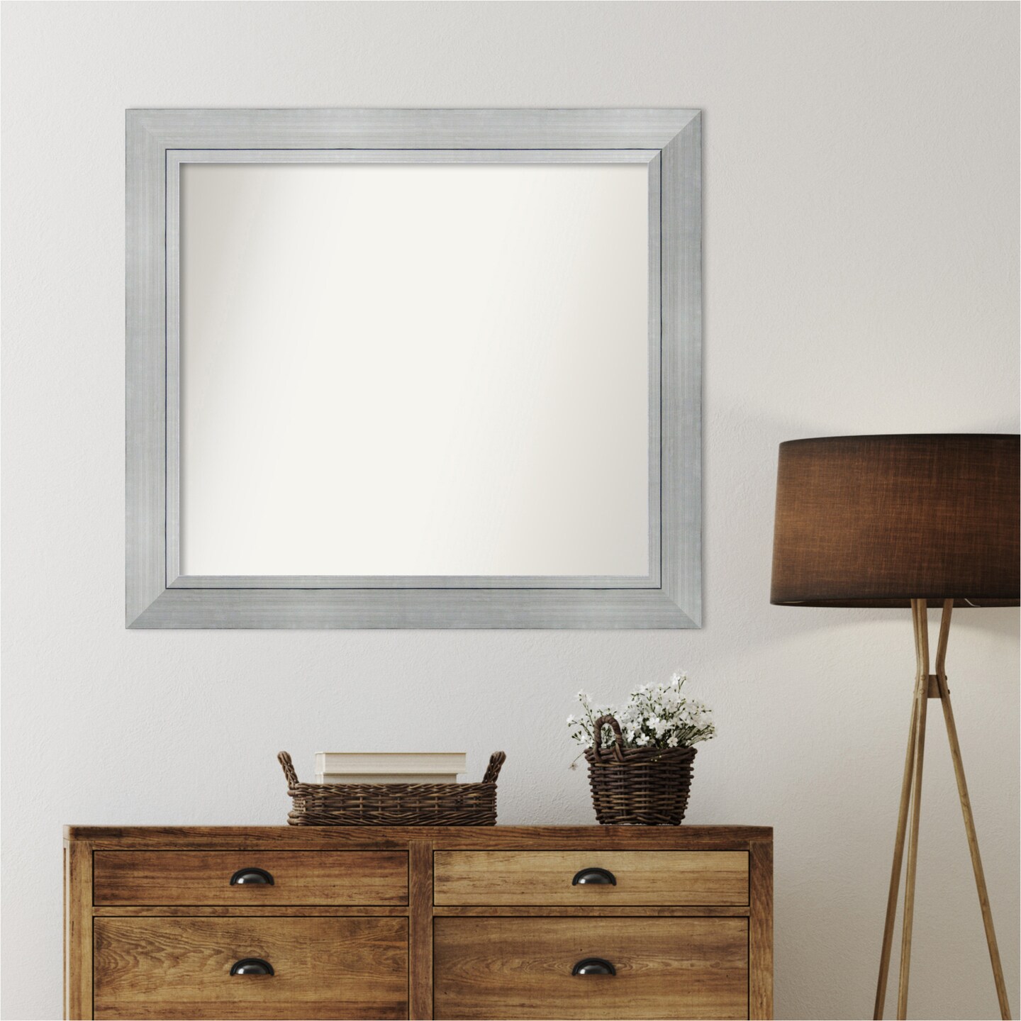 Romano Silver Non-Beveled Custom Framed Bathroom Vanity Wall Mirror