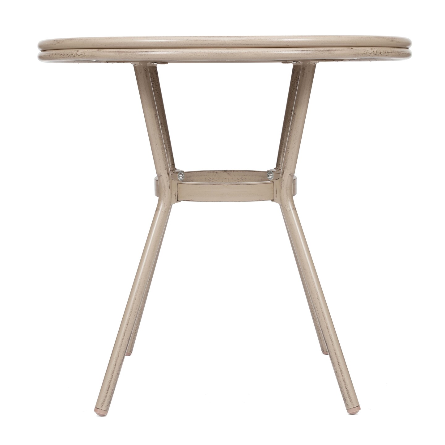 Merrick Lane Mael Bistro Style Table with Tempered Glass Top, Textilene, and Bamboo Finished Metal Frame for Indoor/Outdoor Use