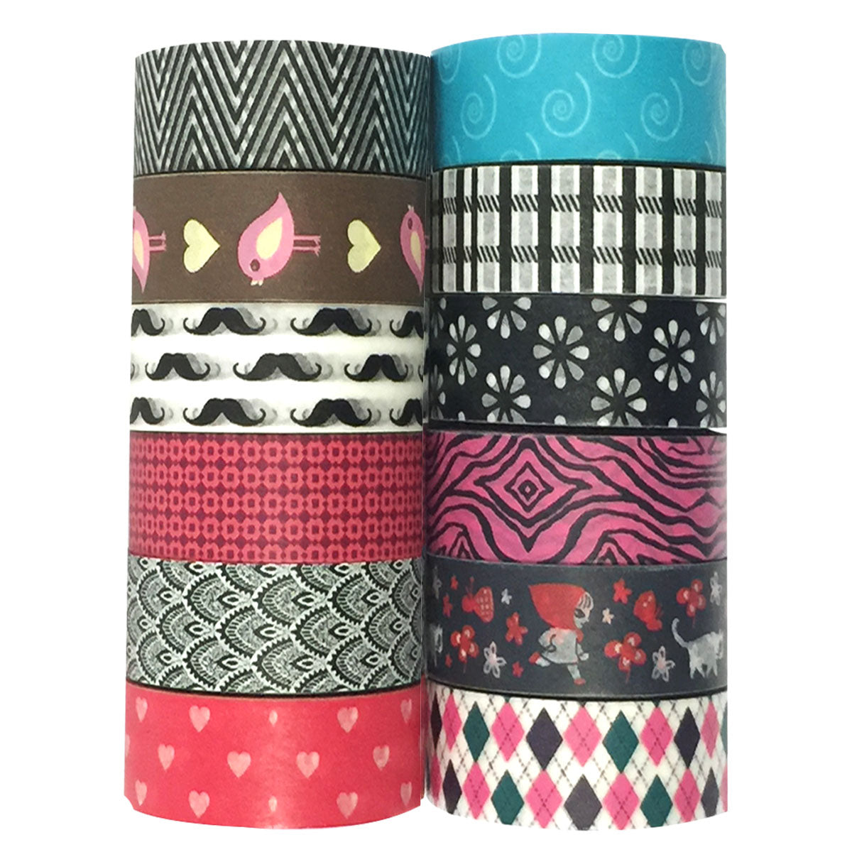 Wrapables Washi Tapes Decorative Masking Tapes, Set of 12, ADSET10