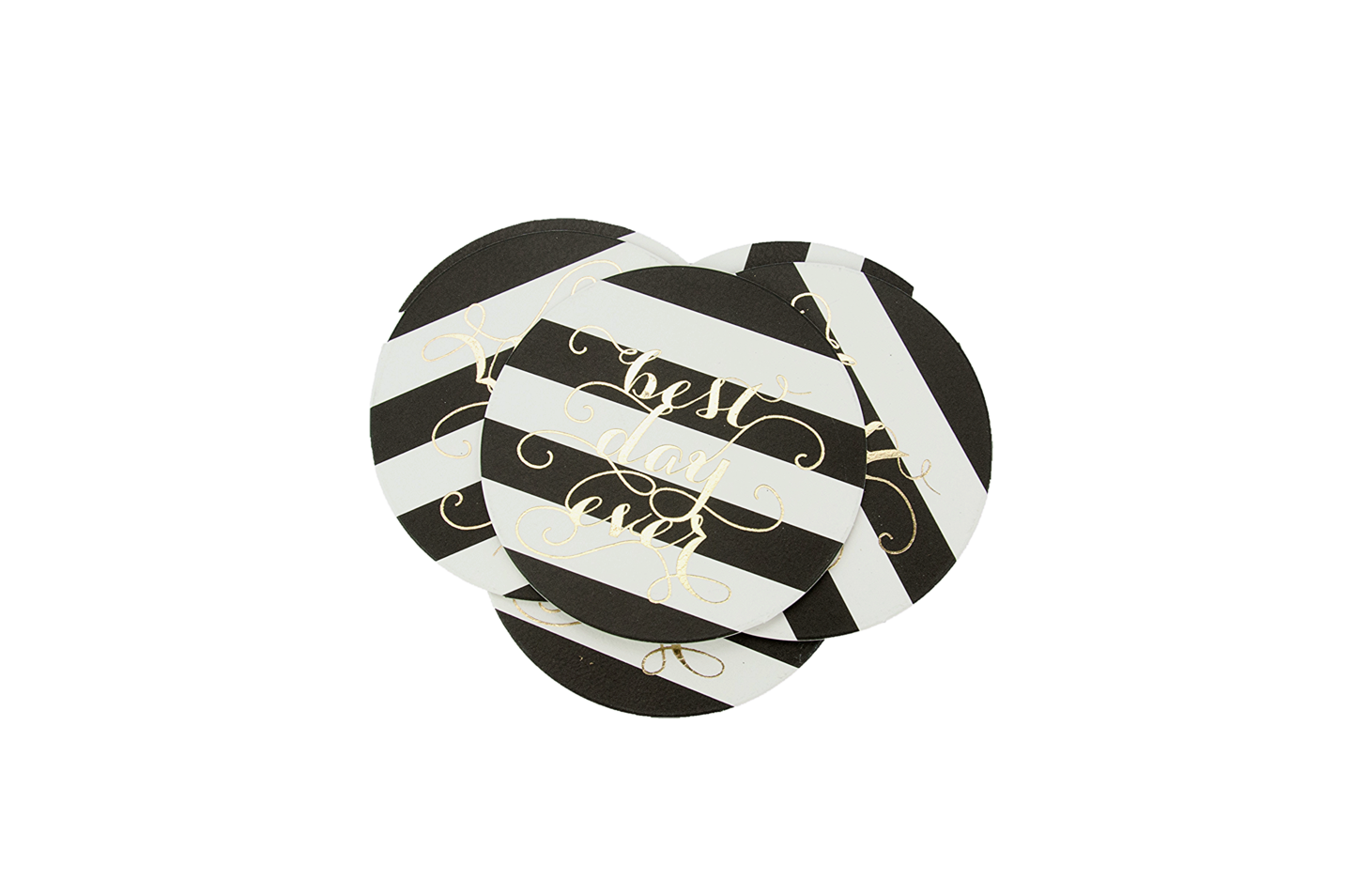 Best Day Ever Coasters - Black &#x26; White Paperboard for Weddings &#x26; Birthdays, 24 Pack
