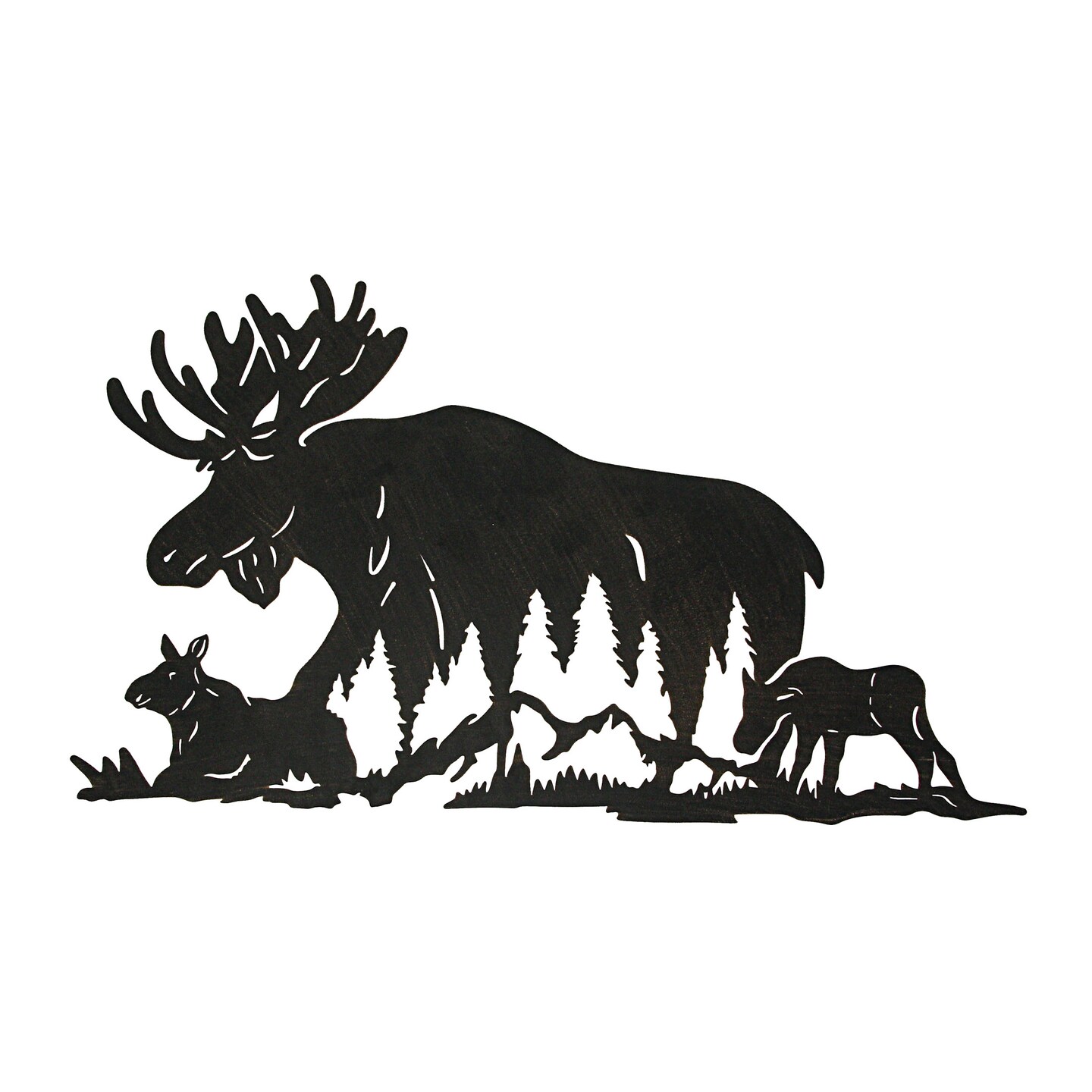 Black Laser Cut Metal Moose Family Wall Decor Rustic Cabin Home Decor Art Plaque