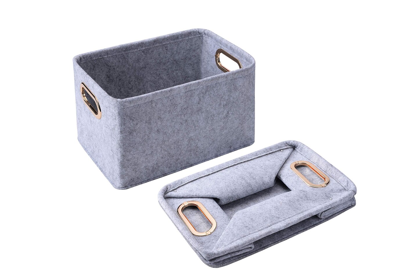 Storage Bins Foldable Felt Fabric Storage Basket Organizer Boxes Containers with Handles Metal Handles for Nursery Toys,Kids Room,Clothes,Towels,Magazine