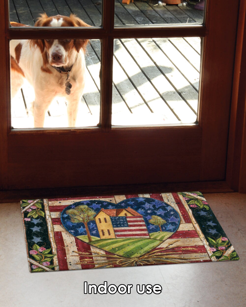 American Folk Heart Door Mat (18 x 30&#x22;)