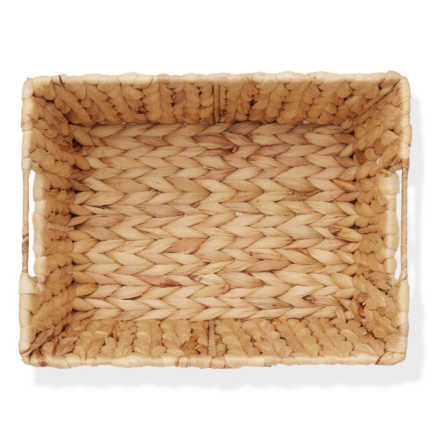 Casafield Set of 4 Water Hyacinth Storage Baskets with Handles, Woven Rectangular Storage Bins for Shelves, Blankets, Laundry Organization