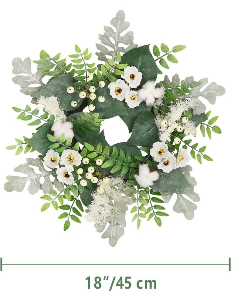18-Inch Fall Wreath with White Florals