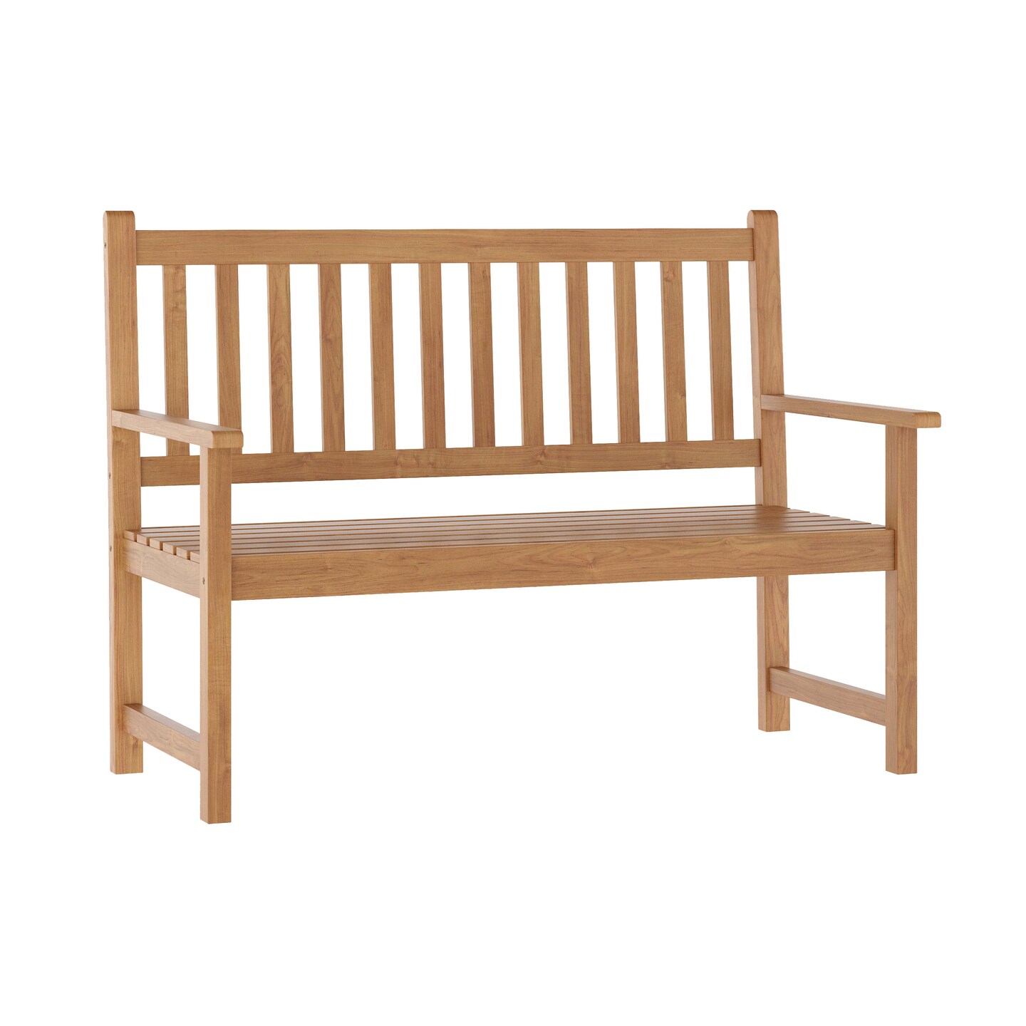 Merrick Lane Andover Indoor/Outdoor Patio Bench/Dual-Person Loveseat with Slatted Acacia Wood Design for Use in Sunroom, Backyard, Porch, or Garden