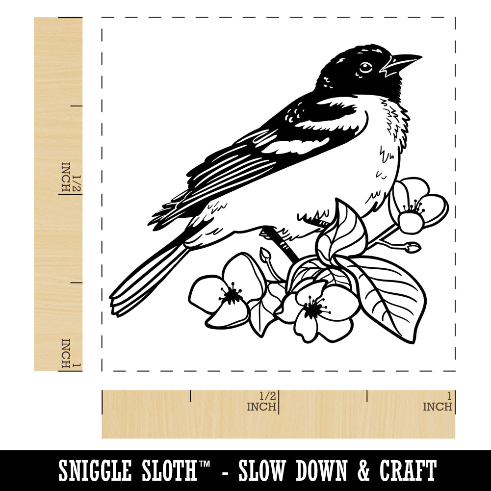 Baltimore Oriole Bird in Flowering Tree Self-Inking Rubber Stamp Ink ...