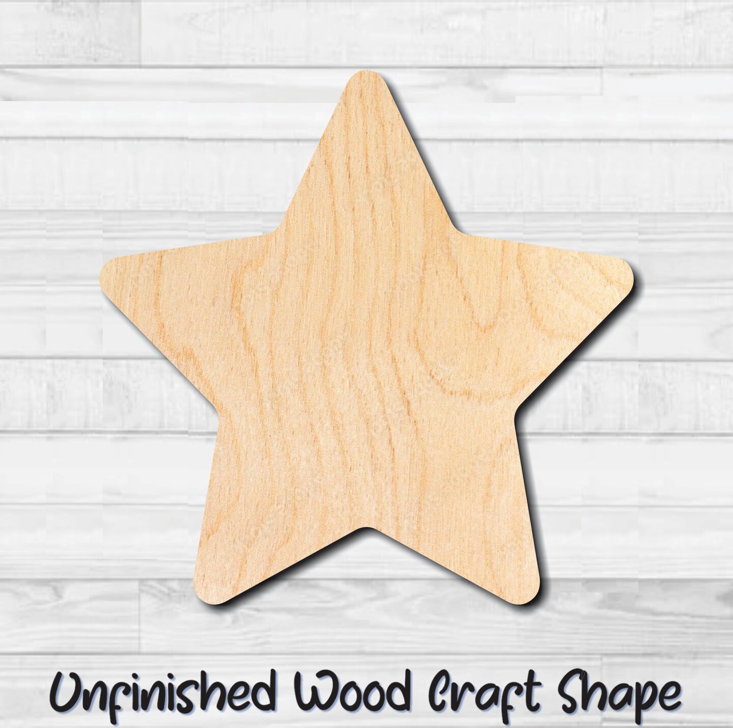 Star Rounded Unfinished Wood Shape Blank Laser Engraved Cut Out ...