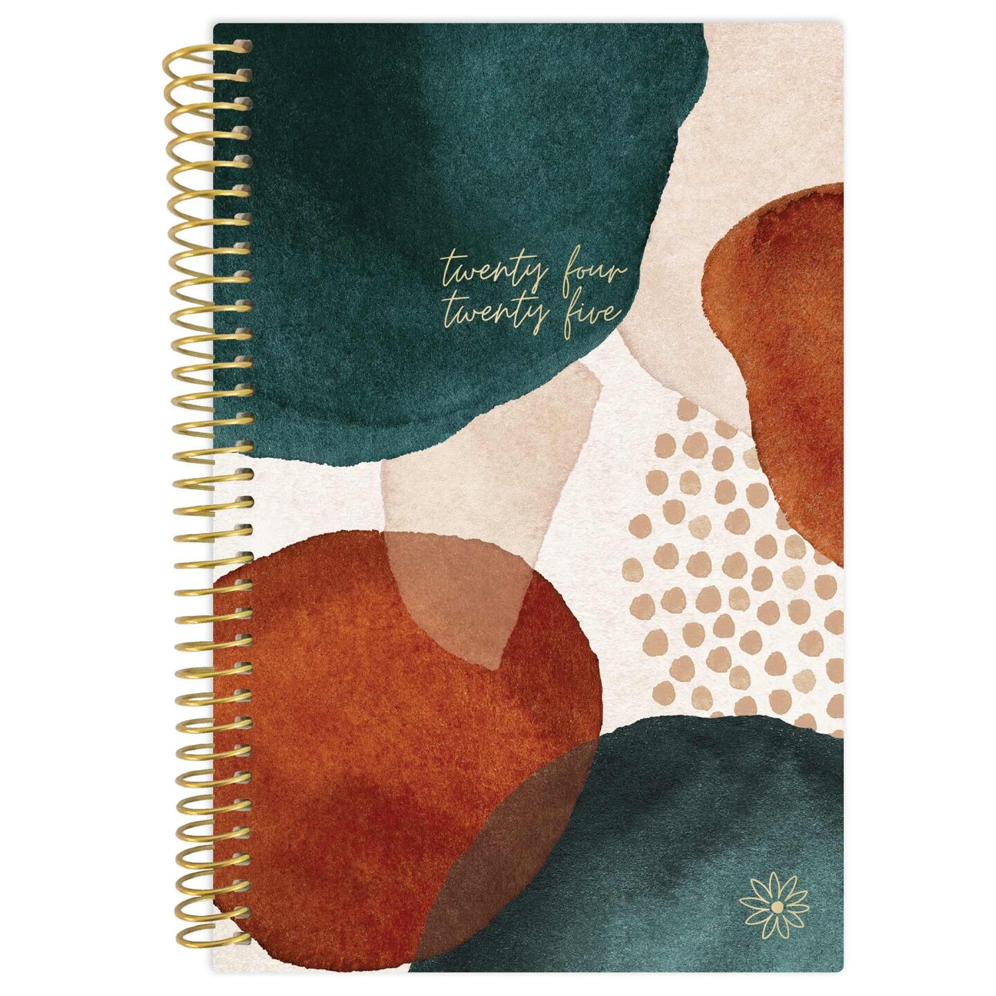 bloom daily planners 2024-25 Soft Cover Planner, 4&#x22; x 6&#x22;, Earthy Abstract, Green
