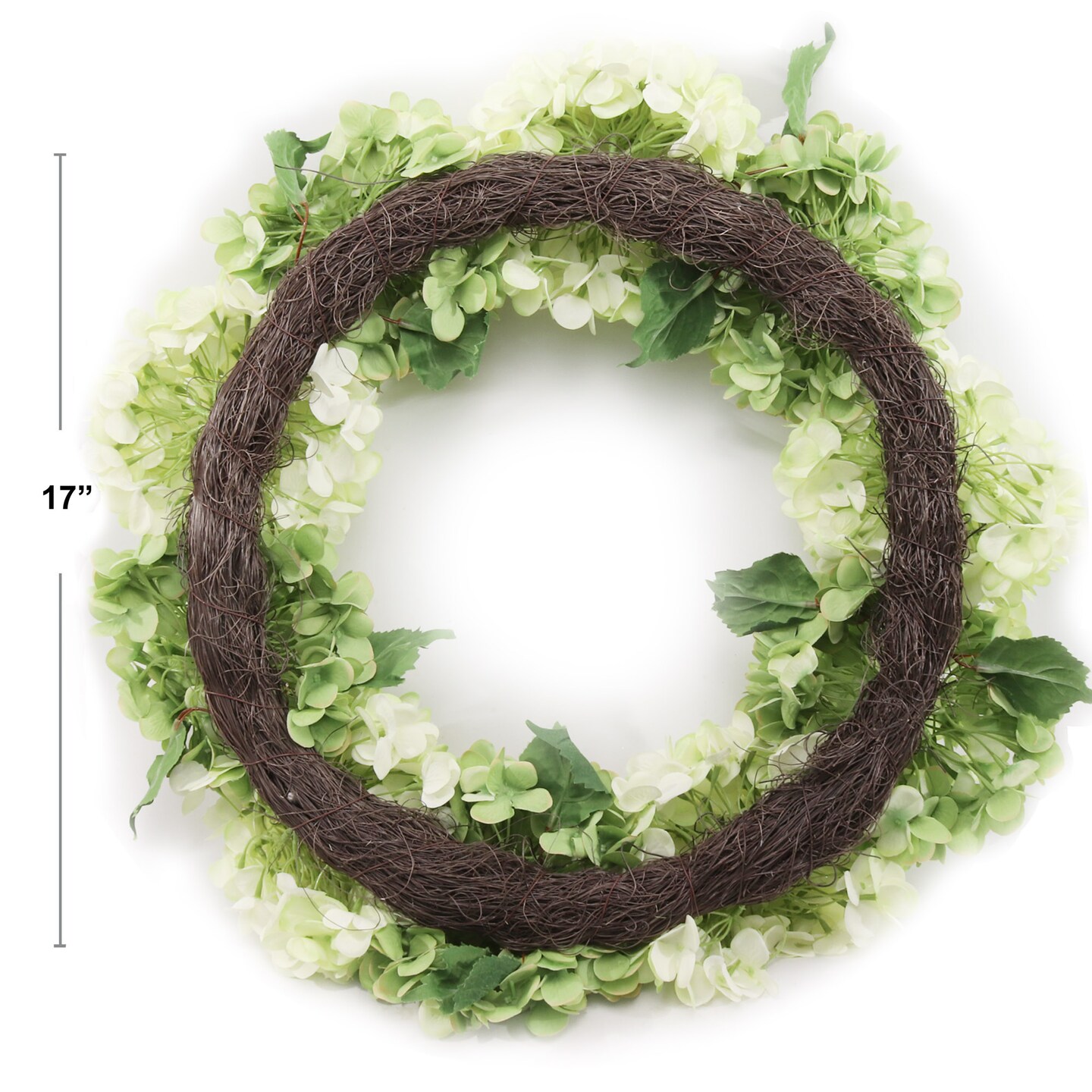 2-Pack: 24&#x22; Mixed Green Hydrangea Wreath with Grapevine Ring, Floral Home by Artificial Flowers