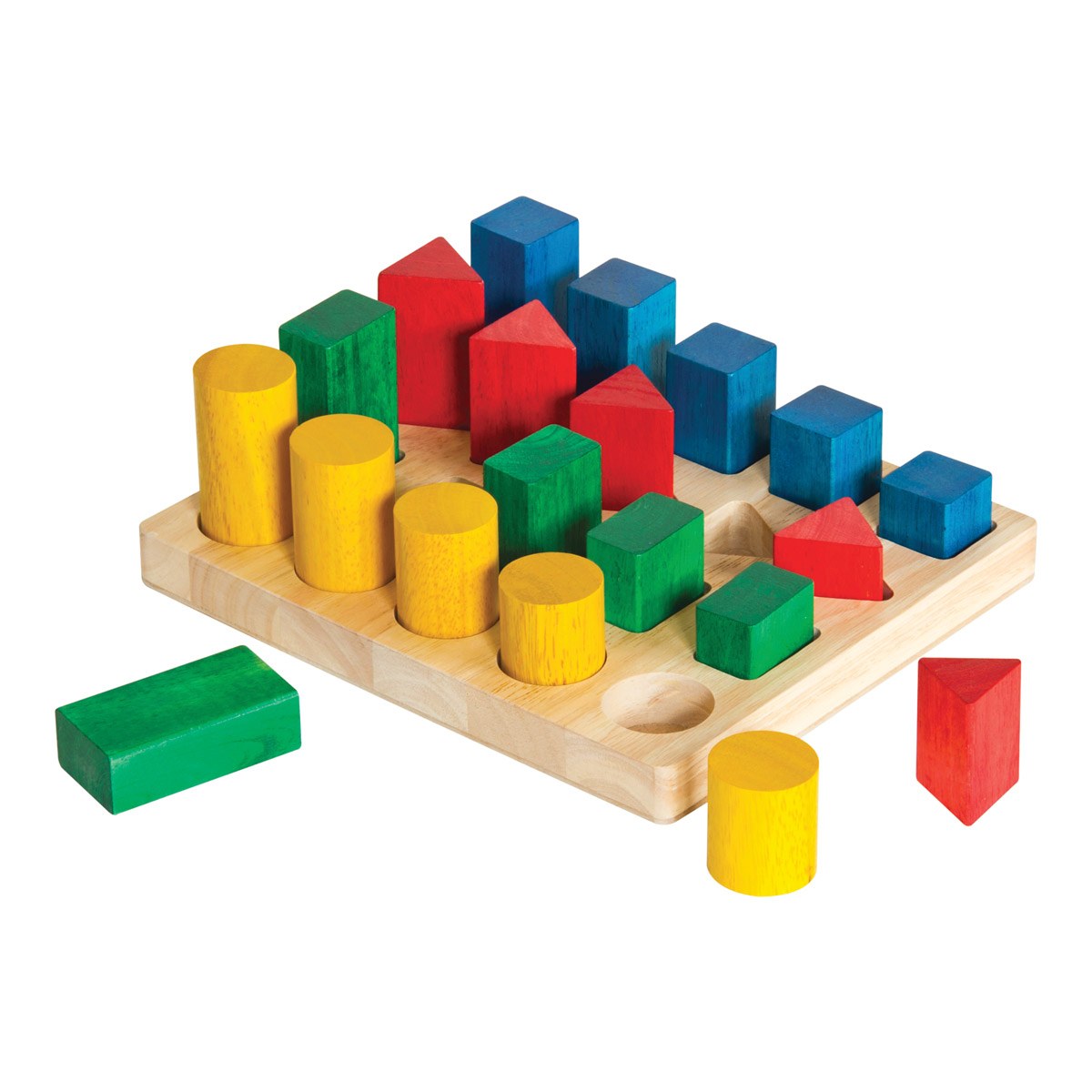 Guidecraft Wooden Colorful Shapes and Sizes Geo Forms