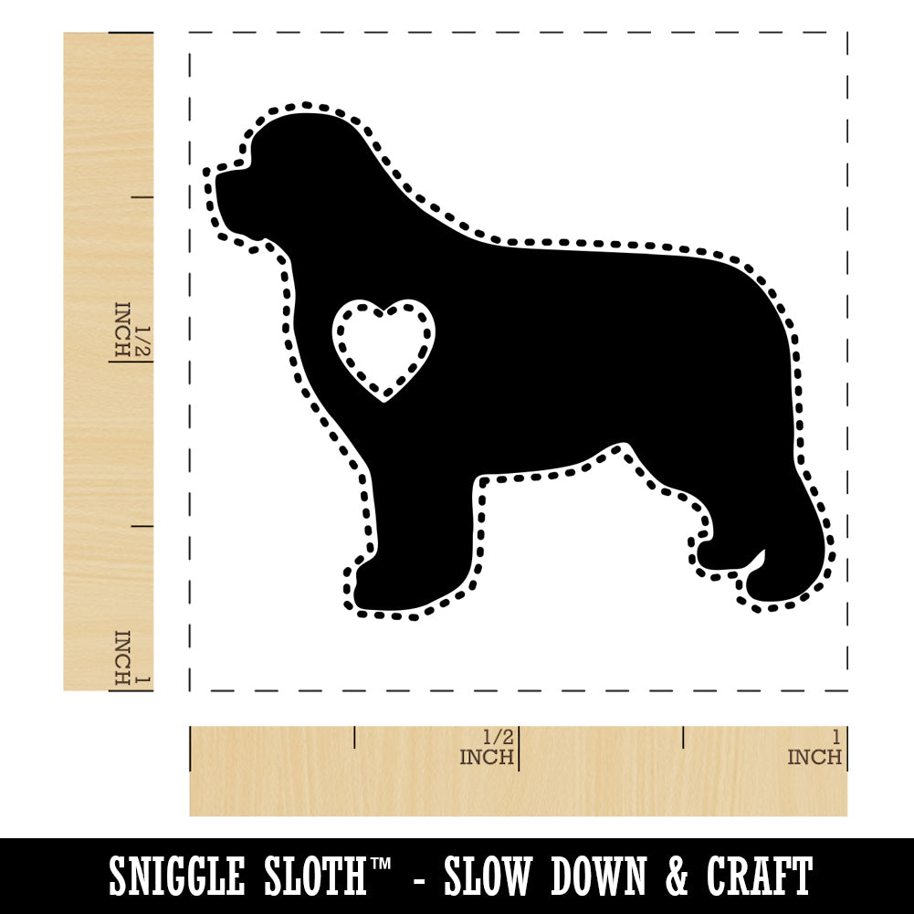 Newfoundland Dog with Heart Self-Inking Rubber Stamp Ink Stamper