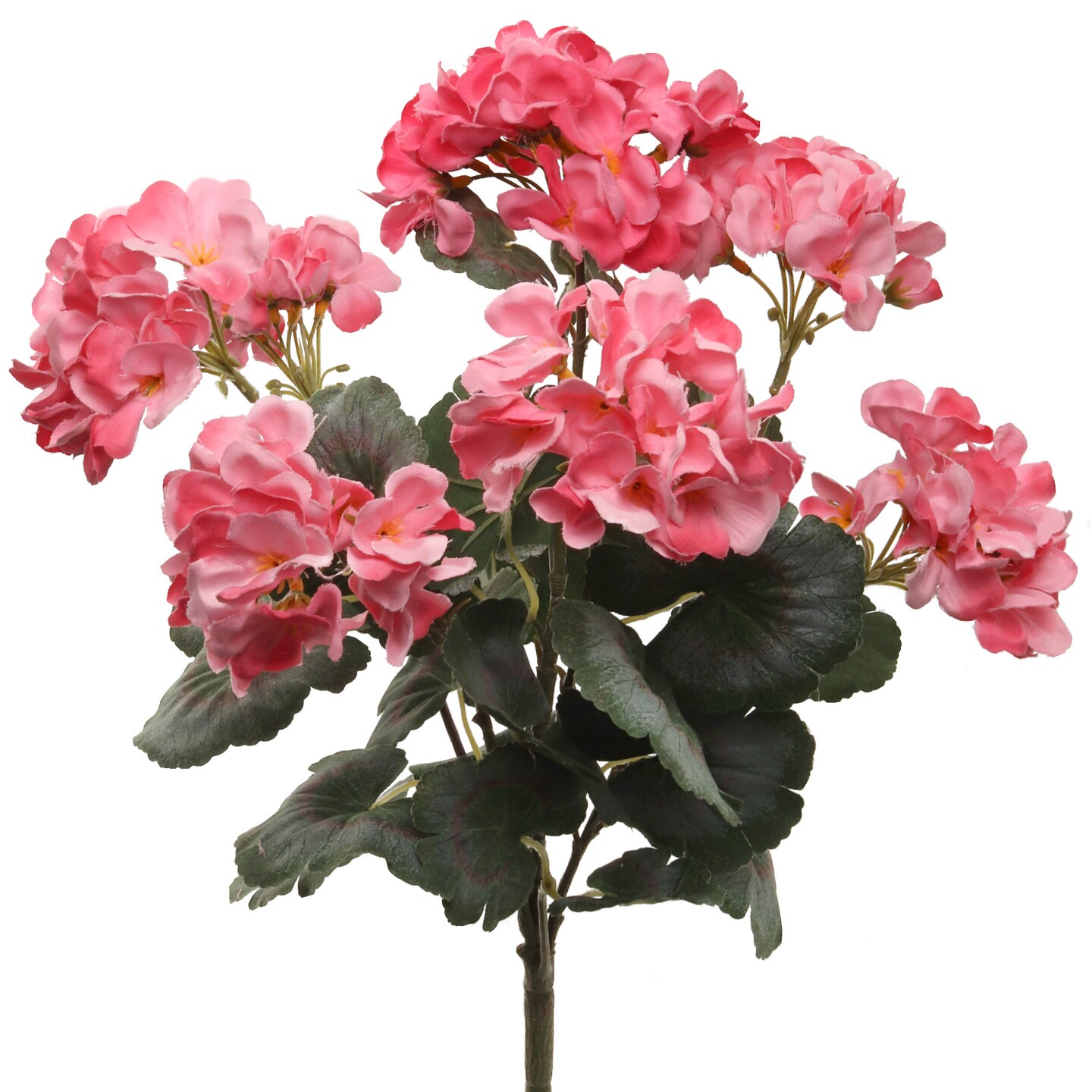 Pretty Pink Geranium Bush with 7 Silk Flowers & 32 Leaves by Floral