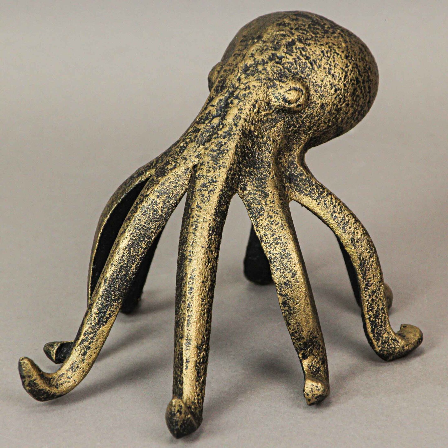 Antique Gold Cast Iron Octopus Phone Holder Stand Decorative Bookend Home Decor