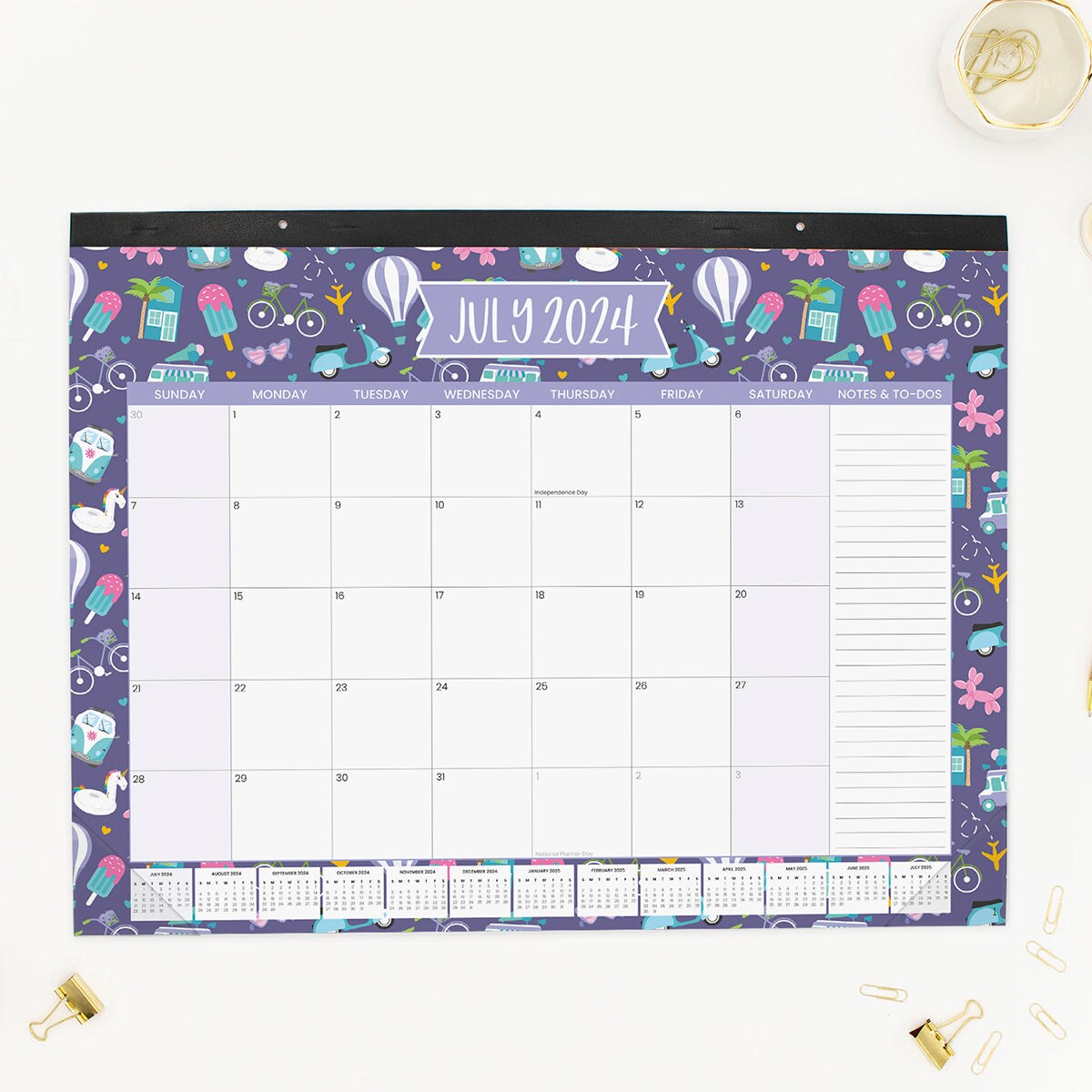 bloom daily planners 2024-25 Desk &#x26; Wall Calendar, 16&#x22; x 21&#x22;, Holiday Icons