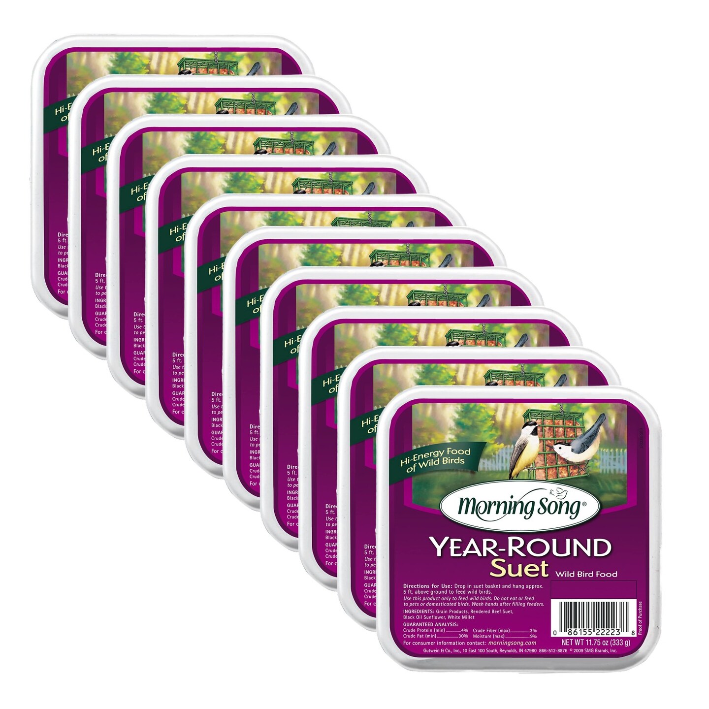 Morning Song Year Round Suet - 10 pack of 11.75 ounces each for Every Season of the Year