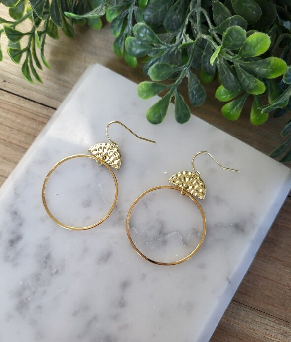 Gold Hoop Earrings, Gold Hoops, Hoop Dangle Earrings, Metal Earrings,  Geometric Earrings, Minimalist Earrings, Lightweight Earrings MakerPlace  by