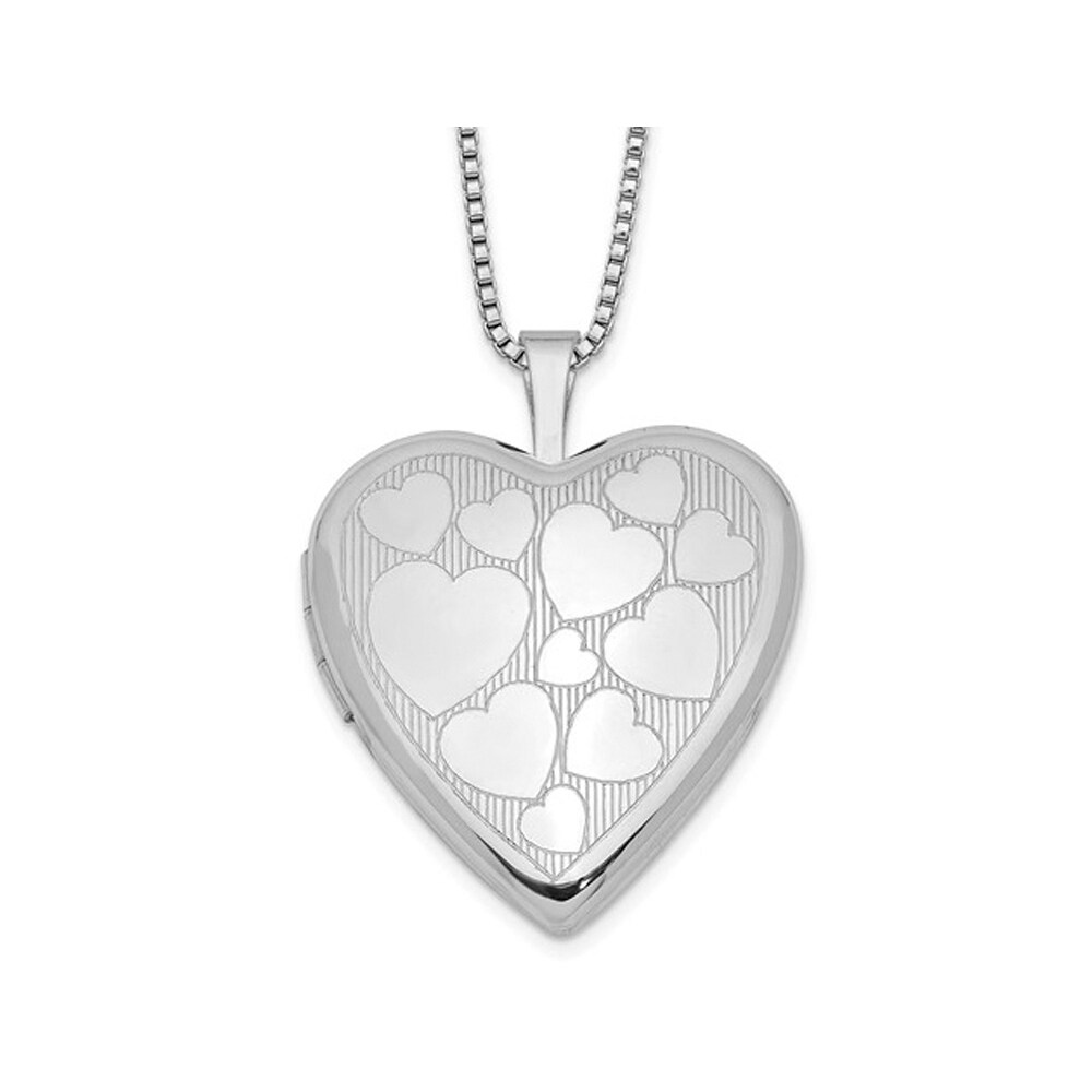 Gem And Harmony Sterling Silver Heart Shaped Floating Hearts Locket Pendant with Chain