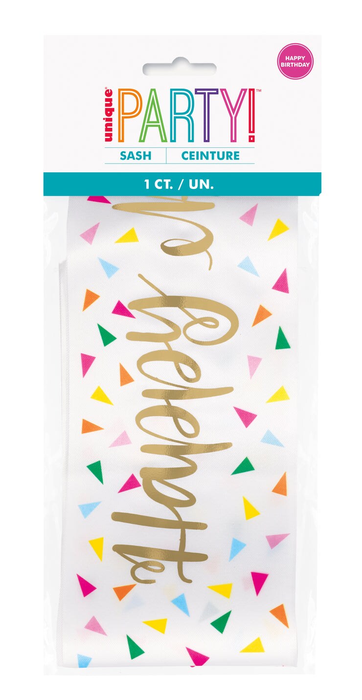 Gold Foil Stamping &#x22;Happy Birthday&#x22; Sash, 1ct