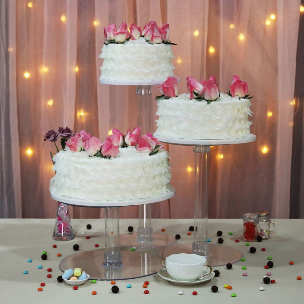 3-Tier Clear Cake Stand for Wedding &#x26; Party Catering