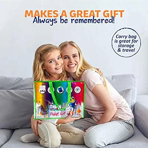 Paint Set for Kids - 27 Piece Art Gift Sets Non-Toxic,Washable Paint, Canvases, paint Brushes, Easel, Smock
