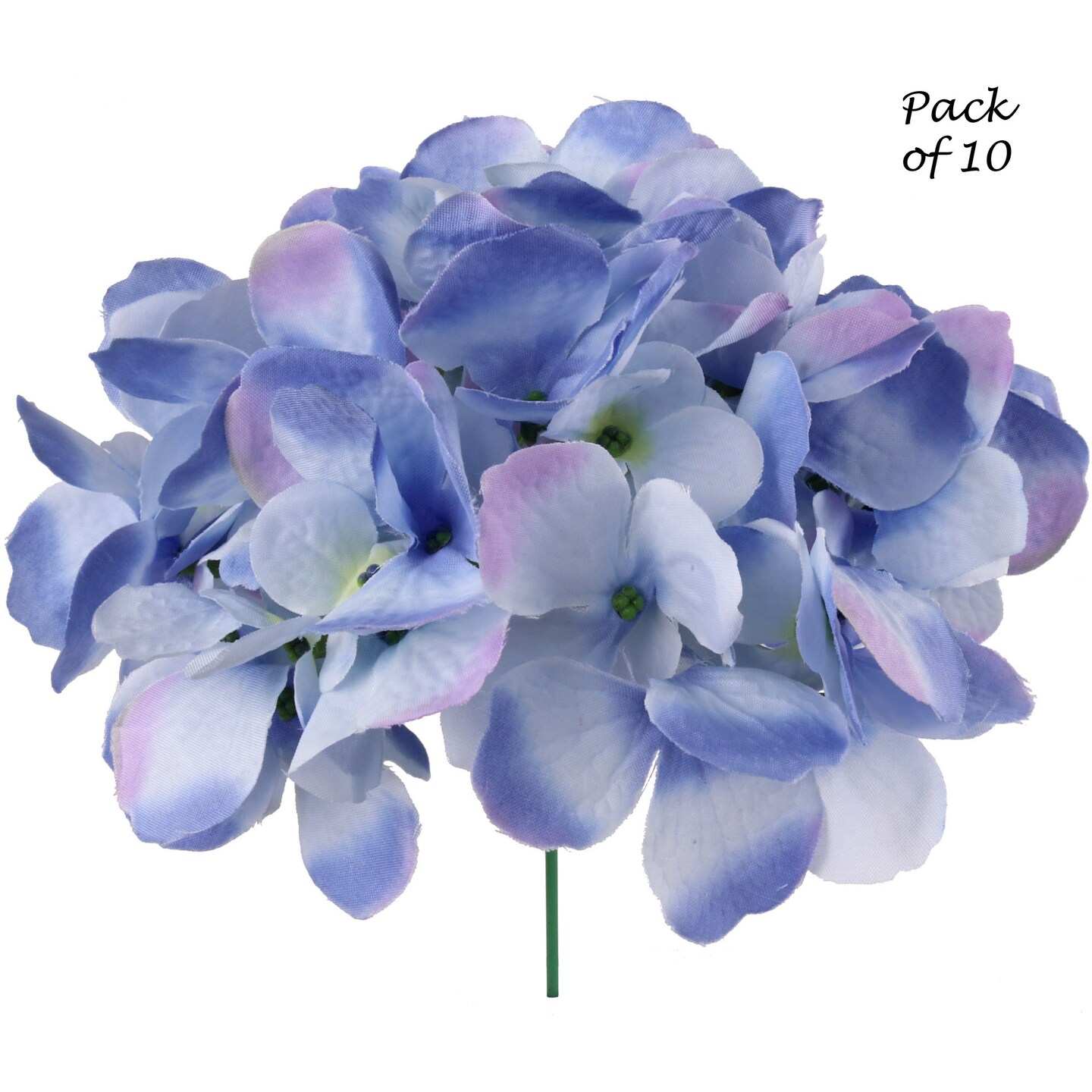 10-Pack: Soft Blue Silk Hydrangea Picks, 3&#x22; Stems, 7&#x22; Wide by Floral Home&#xAE;